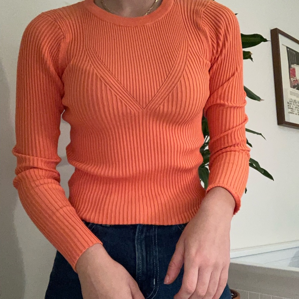 Orange Long Sleeve MANGO knit top